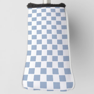 Golf Hoofdhoes Blauw & Wit Geruit Vierkant Golfheadcover