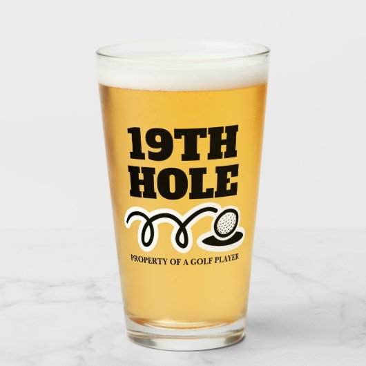 Golf humor 19th Hole bierglas cadeau voor mannen Glas (Voorkant gevuld)