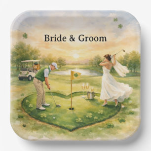 Golf Huwelijk Gelukkig Verliefd St. Patrick's Day Papieren Bordje