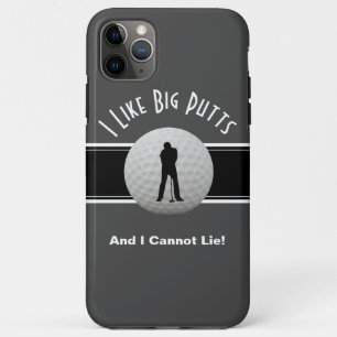 Golf Ik hou van Big Putts Humor Fun Zwart Grijs Wi iPhone 11 Pro Max Hoesje
