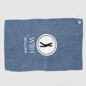 Golf Impression en tissu bleu clair Denim, serviette de (Horizontal)