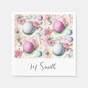 Golf in roze kleur met bloemen voor Moederdag Servet