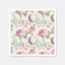 Golf in roze thema met bloemen voor Moederdag Servet