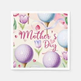 Golf in roze thema met bloemen voor Moederdag Servet