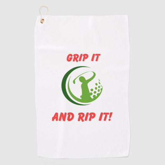 Golf infusie "Grip het en rip het!" golftas | Golfhanddoek (Voorkant)