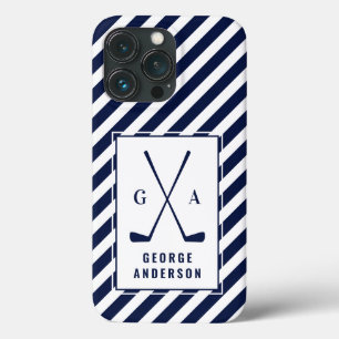 Golf initiaal monogram blauw wit iPhone 13 pro hoesje