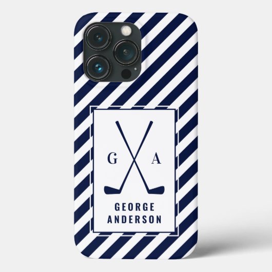 Golf initiaal monogram blauw wit Case-Mate iPhone case (Achterkant)