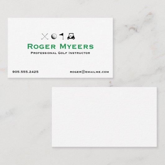 Golf Instructeur Carte de visite Golf Course (Devant / Derrière)