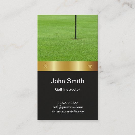 Golf instructeur Modern Gold Belt Visitekaartje (Voorkant)