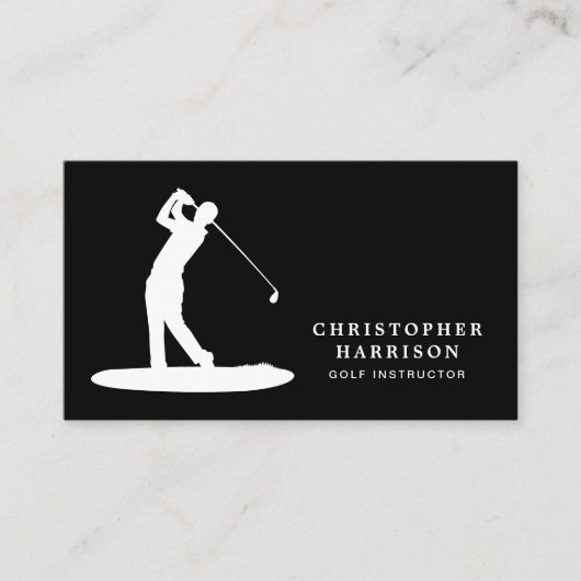 Golf Instructeur Professionele Moderne Zwarte Spor Visitekaartje (Voorkant)