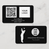 Golf instructeur QR code Black Professional Visitekaartje (Voorkant / Achterkant)