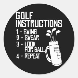 Golf Instructies grappige Golfinstructies Ronde Sticker