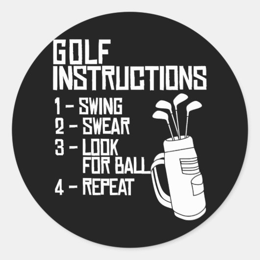 Golf Instructies grappige Golfinstructies Ronde Sticker (Voorkant)