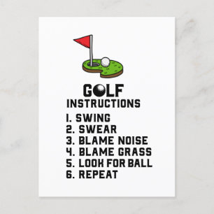 Golf Instruction Swing Swear bij vlaggengat op gro Briefkaart