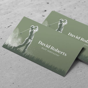 Golf Instructor Golf Swing Coach Sage Green Visitekaartje