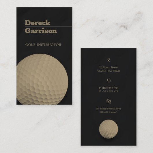 Golf Instructor | Professional Golf Lessons Gold Visitekaartje (Voorkant / Achterkant)