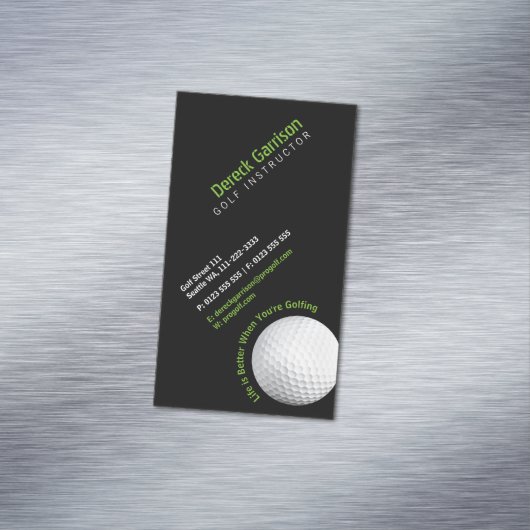 Golf Instructor | Professioneel zwart Magnetisch Visitekaartje (Voorbeeld)
