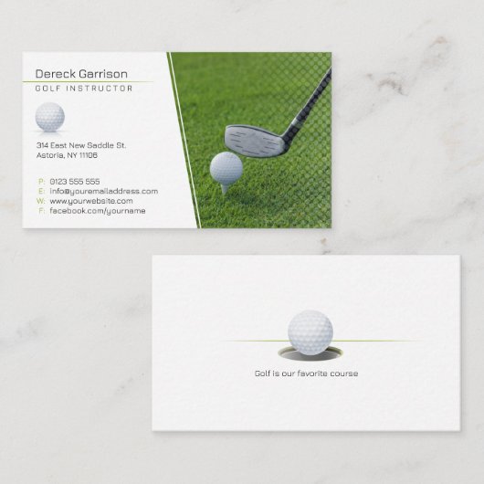 Golf Instructor | Professionele leraar Visitekaartje (Voorkant / Achterkant)