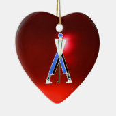 GOLF INSTRUCTOR RED RUBY HEART MONOGRAM KERAMISCH ORNAMENT (Rechts)