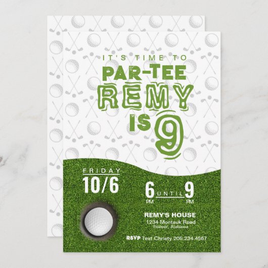 Golf Invitation d'anniversaire ・ Invitation par-Te (Devant / Derrière)