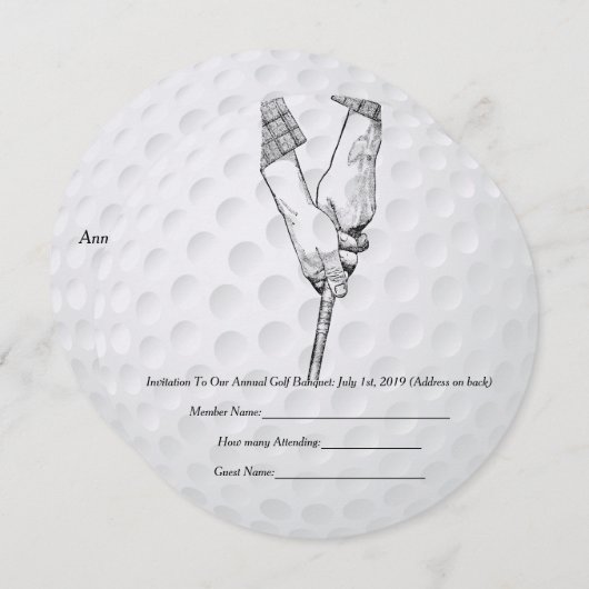 Golf Invitation Golfer (Devant / Derrière)