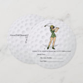Golf Invitation Woman Golfer Kaart (Voorkant / Achterkant)