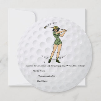 Golf Invitation Woman Golfer Kaart