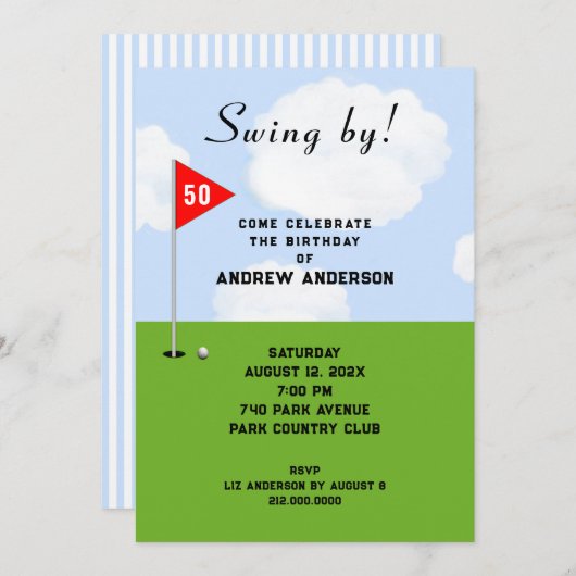 Golf Invitations d'anniversaire (Devant / Derrière)