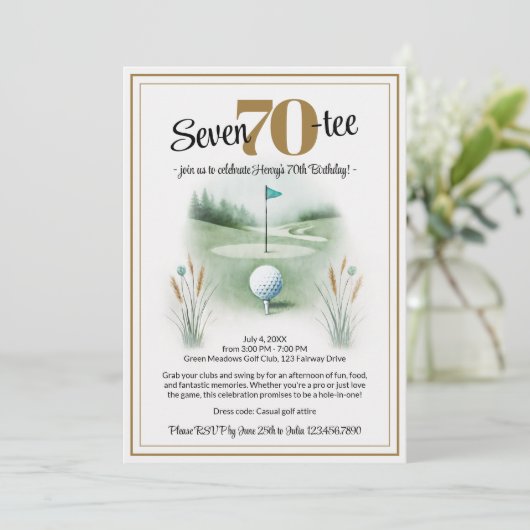 Golf Invitations de fête d'anniversaire pour 70e (Debout devant)