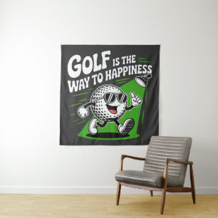 Golf is de weg naar geluk wandkleed