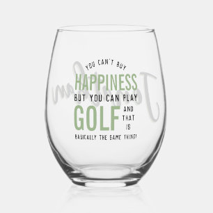 Golf is geluk Funny Golf Lover Gepersonaliseerd Wijnglas Zonder Voet
