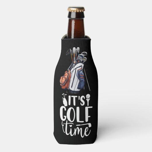 Golf is het golftijd voor golfer flesjeskoeler (Fles Voorkant)
