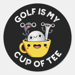 Golf is mijn kopje T-shirt Funny golfwoordje Dark Ronde Sticker