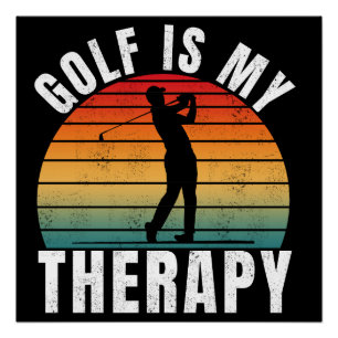Golf is mijn therapie Grappige Vintage Typografie Perfect Poster