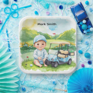 Golf It's a Boy Baby Shower Papieren Borden Bordje