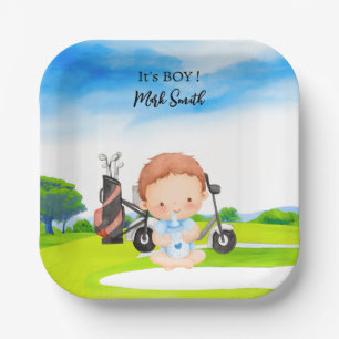 Golf It's Boy voor Baby shower Papieren Bordje