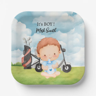 Golf It's Boy voor Baby shower Papieren Bordje