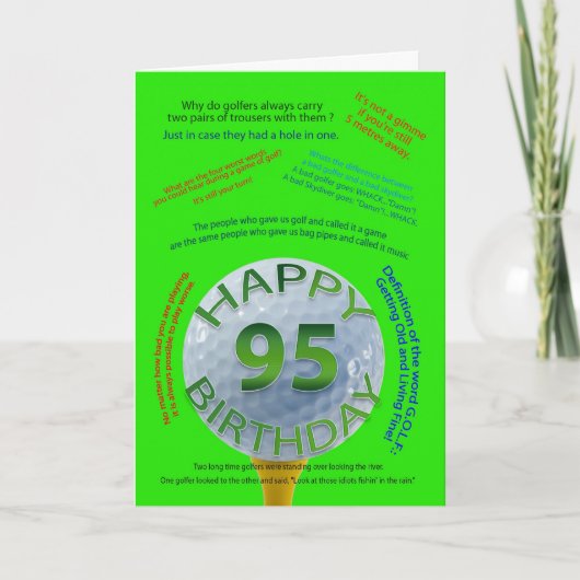Golf Jokes verjaardagskaart voor 95-jarige Kaart (Voorkant)