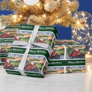 Golf kerst Kerstman die golfkar rijdt Cadeaupapier