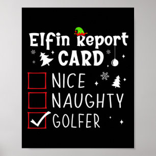 Golf Kerst Leuke Stoute Grappige Kerstlijst Golfer Poster