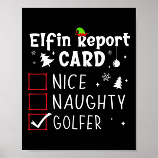 Golf Kerst Leuke Stoute Grappige Kerstlijst Golfer Poster