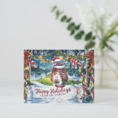 Golf Kerst met Golf tas op groen Briefkaart (Staand voorkant)