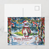 Golf Kerst met Golf tas op groen Briefkaart (Voorkant / Achterkant)