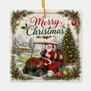Golf Kerst Par tee-feest met Sinterklaas Keramisch Ornament