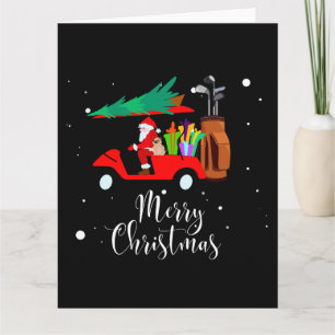 Golf kerst Santa Claus rijdend in golfkar Kaart