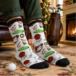 Golf Kerst thema Golfer waterverf Vakantie Sokken