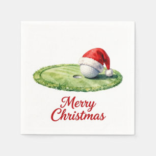 Golf Kerstbal met Kerstmanhoed op Groen Servet