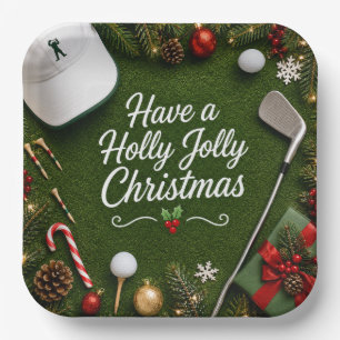 Golf kerstfeest voor golfer papieren bordje
