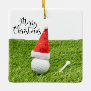 Golf-kerstfeestdag met golfbal voor golfer keramisch ornament