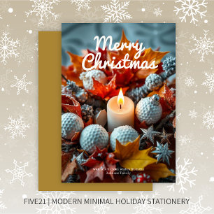 Golf Kerstkaars · Goud Feestdagenkaart